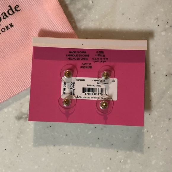 NWT Kate Spade Rise and Shine Zirconia & Pearl 2-Stud Set - Picture 3 of 6